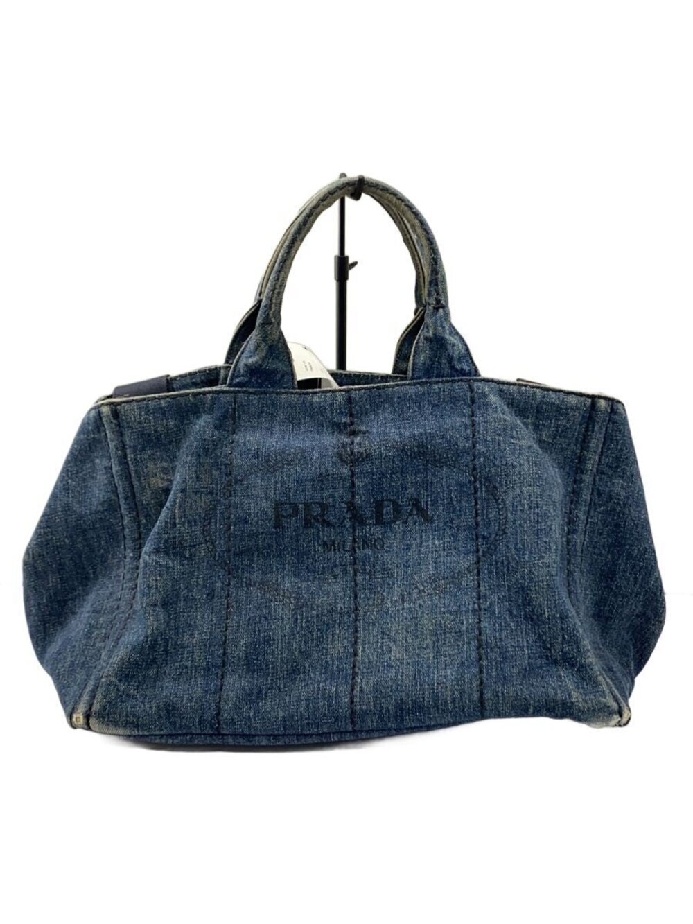 Prada Tote Tessuto Saffiano Bag Shoulder Denim Indigo Blue